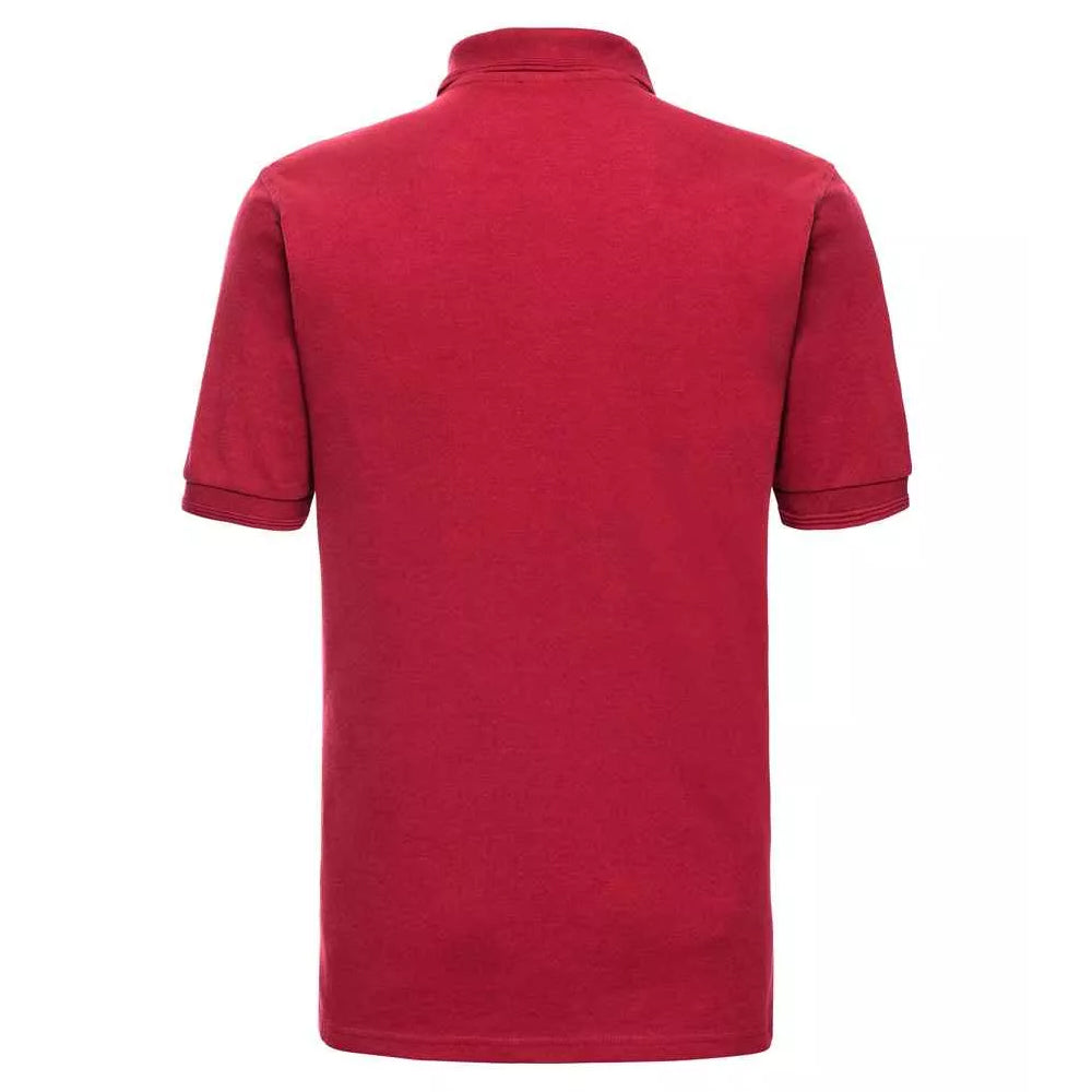 Classic Red - Back - Russell Mens Ripple Collar & Cuff Short Sleeve Polo Shirt