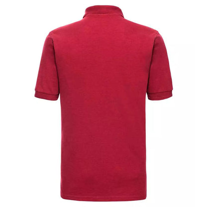 Classic Red - Back - Russell Mens Ripple Collar & Cuff Short Sleeve Polo Shirt