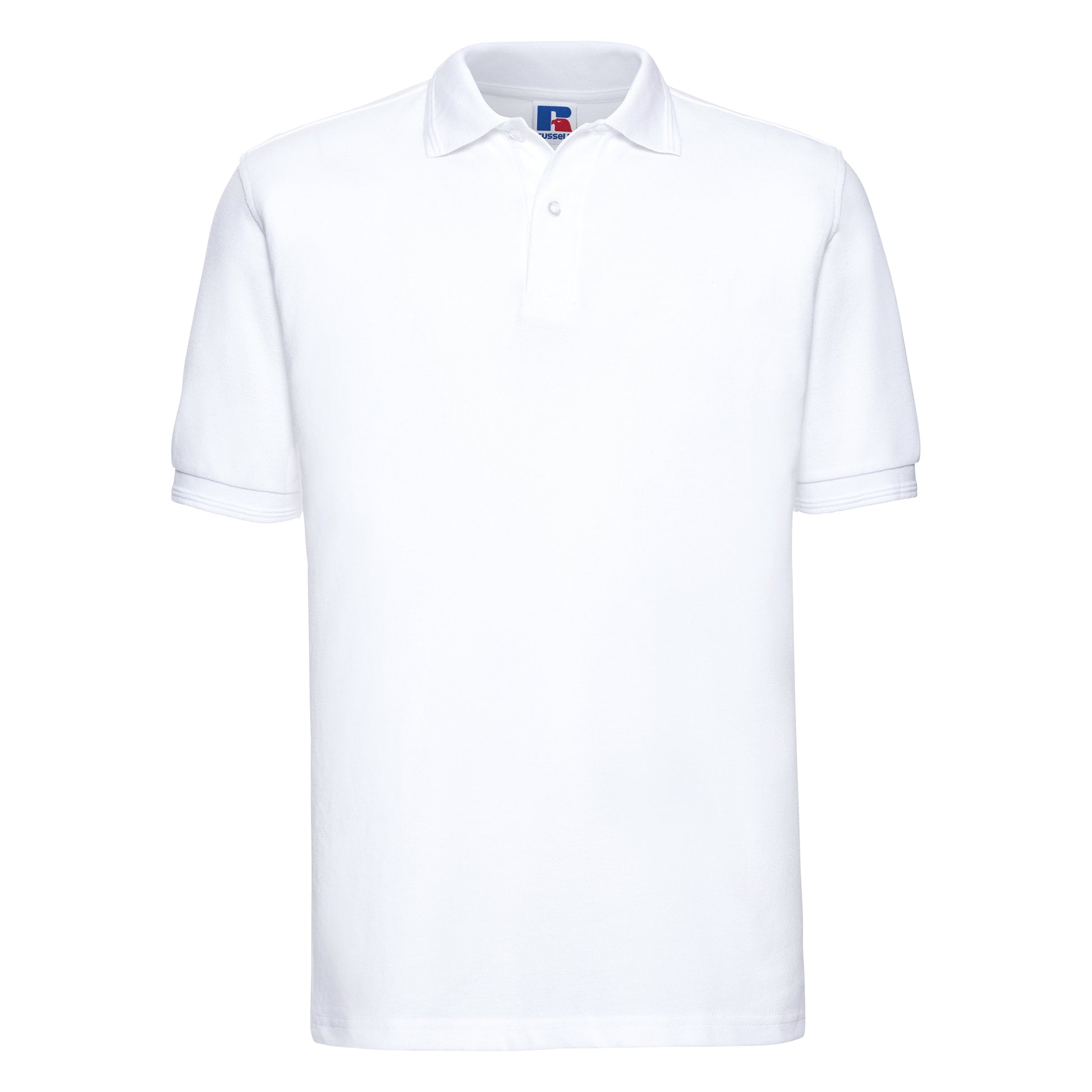 White - Back - Russell Mens Ripple Collar & Cuff Short Sleeve Polo Shirt