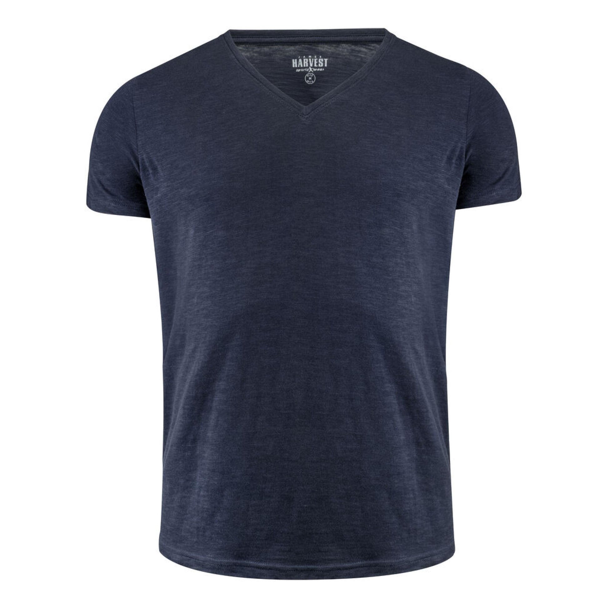 Navy - Back - James Harvest Mens Whailford V Neck T-Shirt