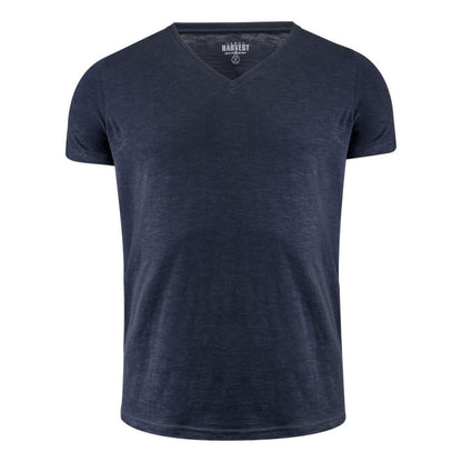 Navy - Back - James Harvest Mens Whailford V Neck T-Shirt