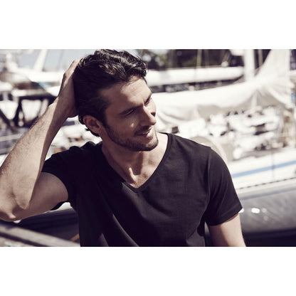 Black - Back - James Harvest Mens Whailford V Neck T-Shirt