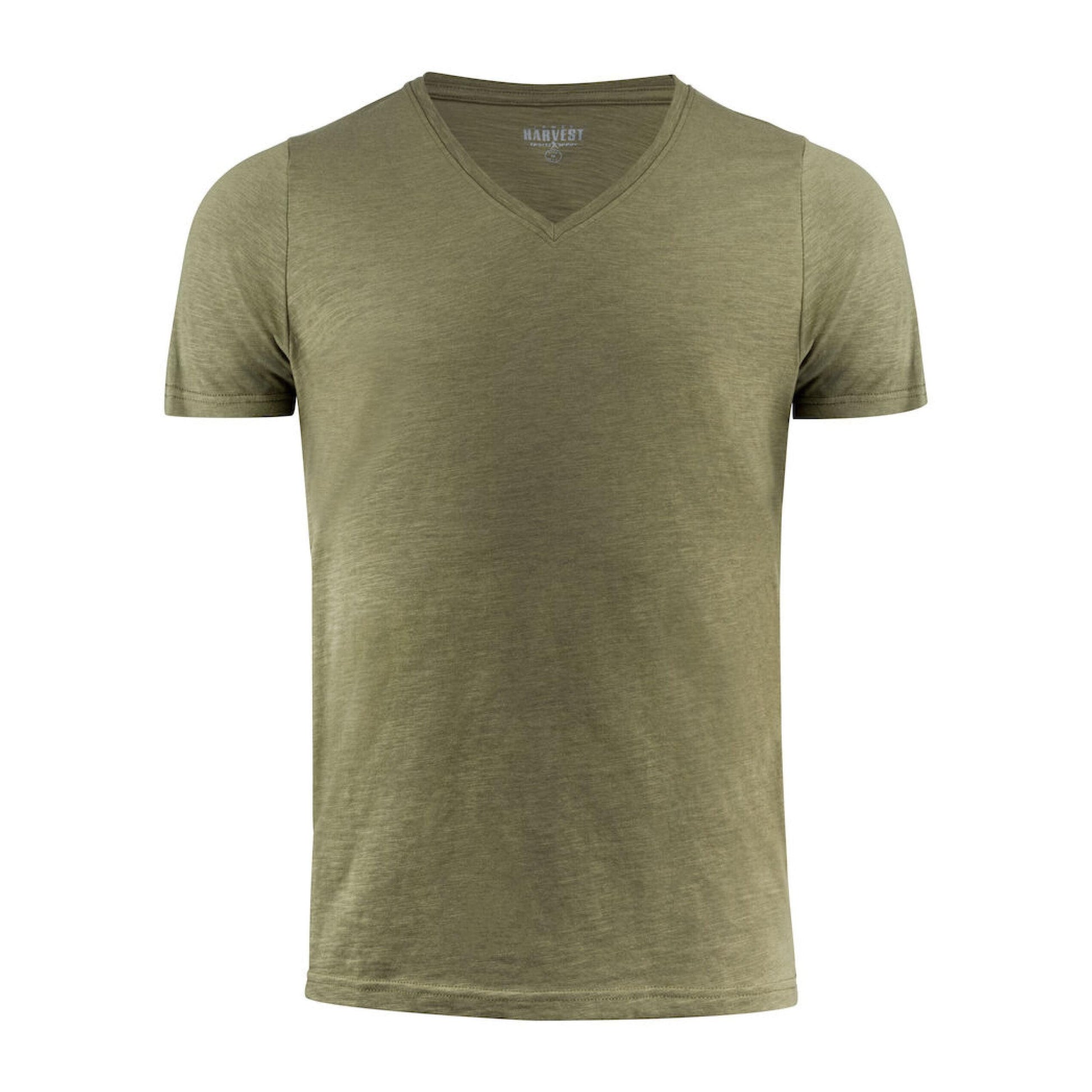 Moss Green - Back - James Harvest Mens Whailford V Neck T-Shirt