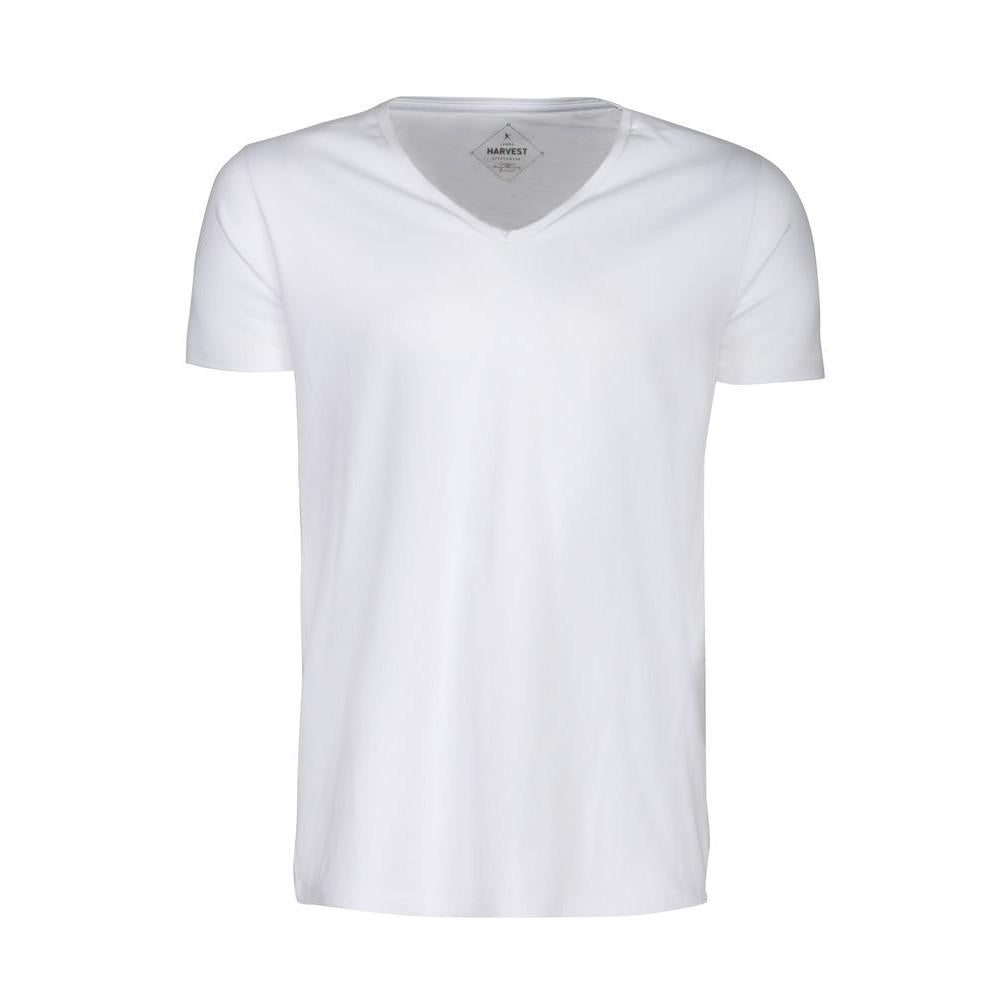 White - Front - James Harvest Mens Whailford V Neck T-Shirt