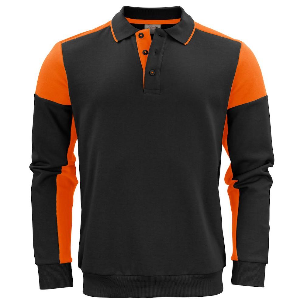 Black-Orange - Front - Printer Unisex Adult Prime Two Tone Polo Sweatshirt