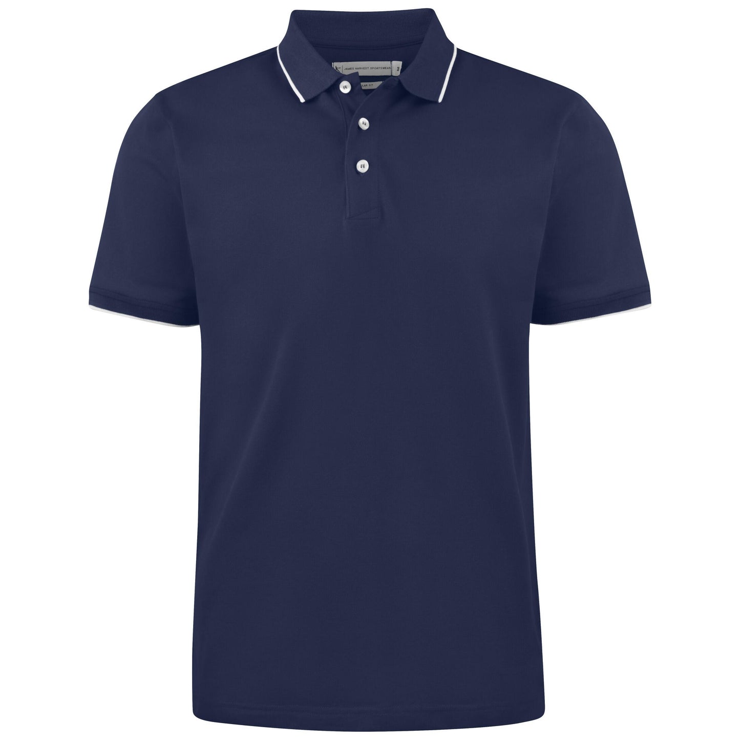 White - Front - James Harvest Mens Greenville Regular Polo Shirt
