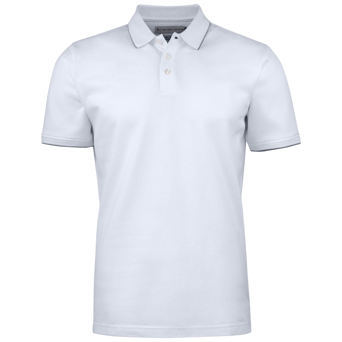 White - Back - James Harvest Mens Greenville Regular Polo Shirt