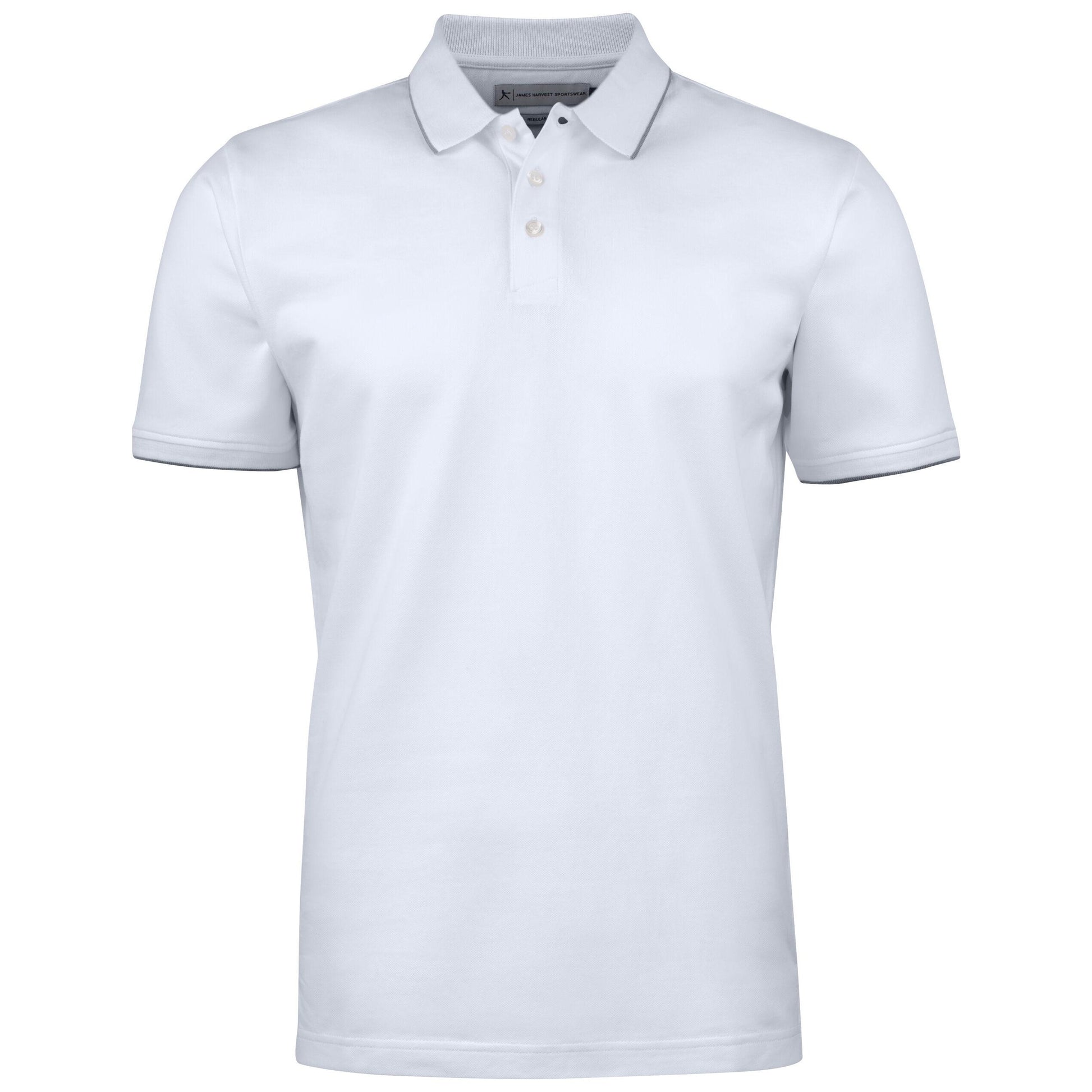 White - Back - James Harvest Mens Greenville Regular Polo Shirt