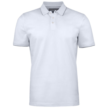 White - Back - James Harvest Mens Greenville Regular Polo Shirt