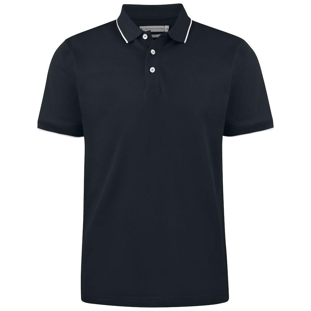 Black - Front - James Harvest Mens Greenville Regular Polo Shirt