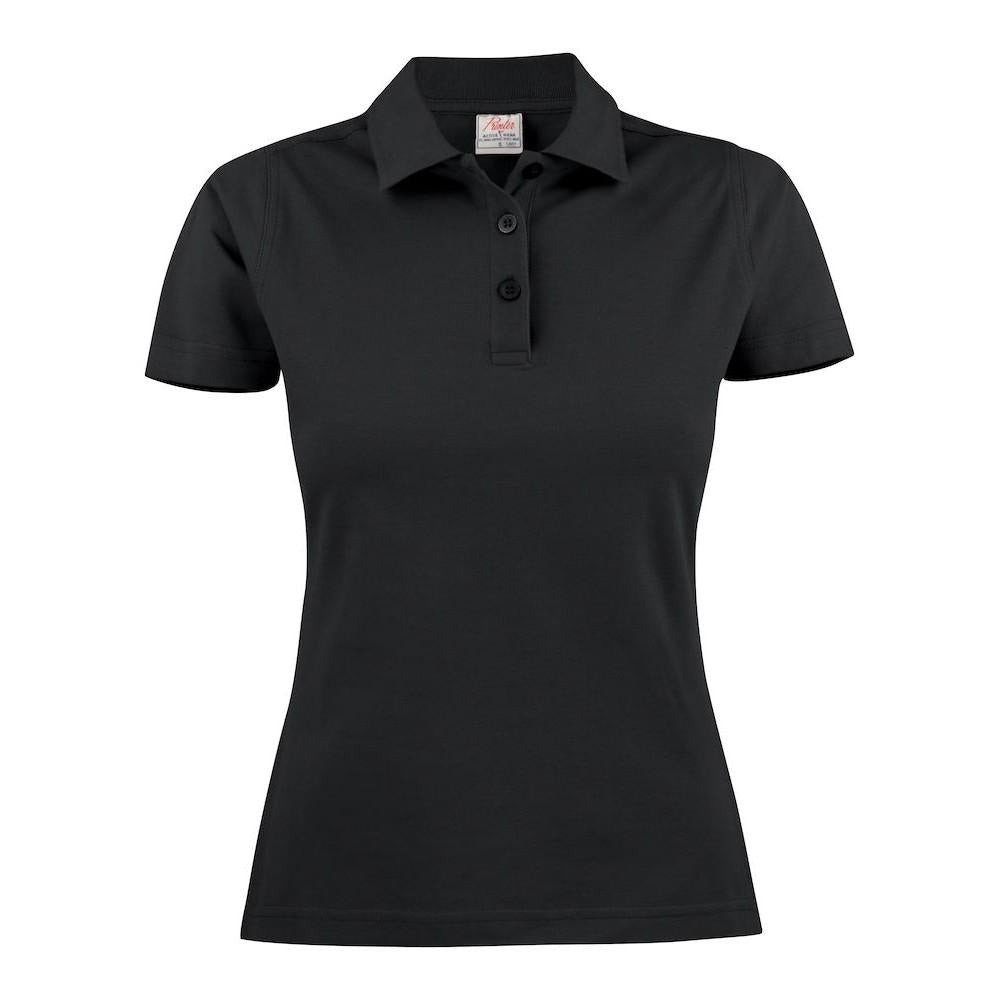 Black - Front - Printer Womens-Ladies Surf Polo Shirt