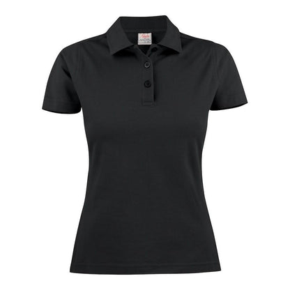 Black - Front - Printer Womens-Ladies Surf Polo Shirt