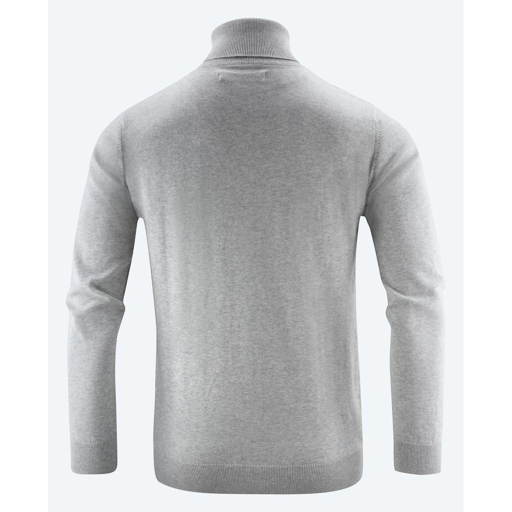 Grey Melange - Back - James Harvest Mens Ashland Turtle Neck Pullover