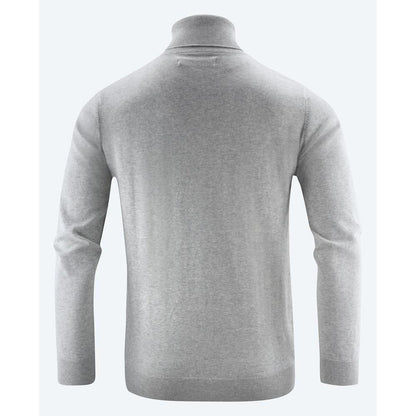 Grey Melange - Back - James Harvest Mens Ashland Turtle Neck Pullover