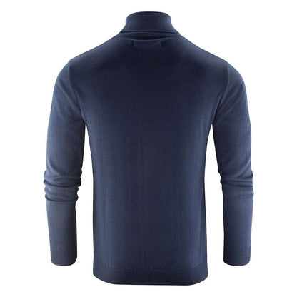Navy - Back - James Harvest Mens Ashland Turtle Neck Pullover