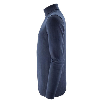 Navy - Side - James Harvest Mens Ashland Turtle Neck Pullover