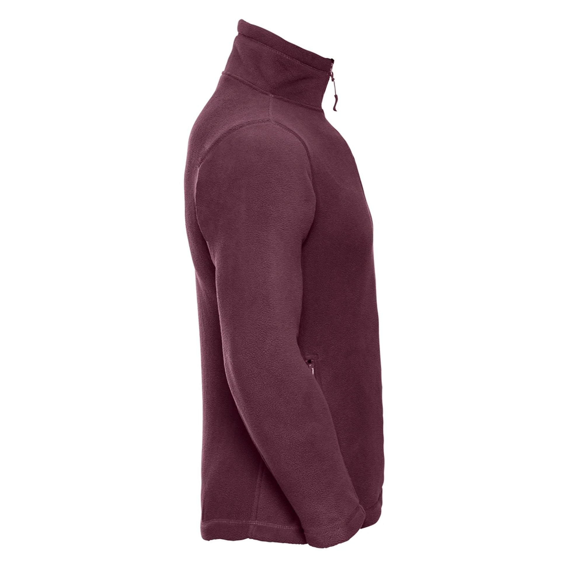 Burgundy - Close up - Russell Mens Full Zip Outdoor Fleece Jacket