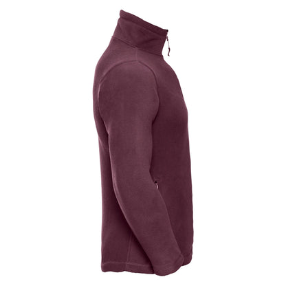 Burgundy - Close up - Russell Mens Full Zip Outdoor Fleece Jacket