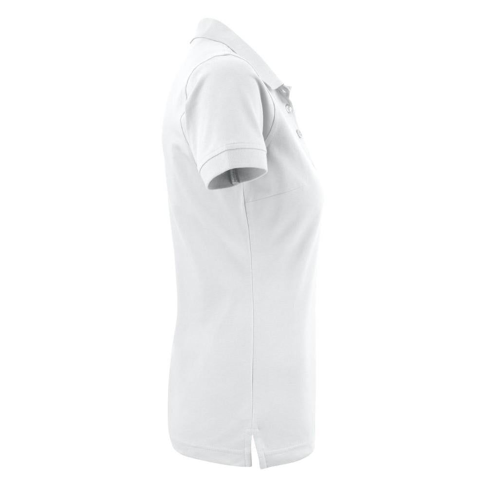 White - Side - Printer Womens-Ladies Stretch Polo Shirt