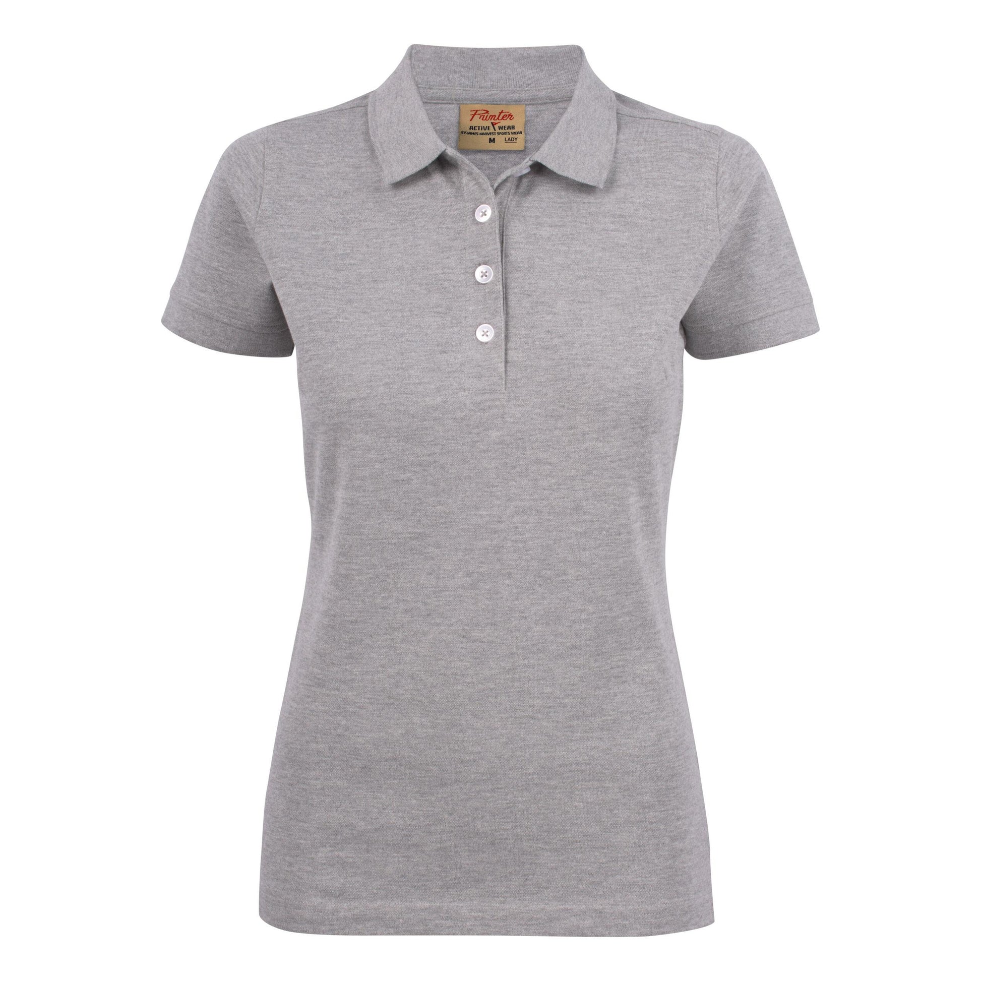 Grey Melange - Back - Printer Womens-Ladies Stretch Polo Shirt