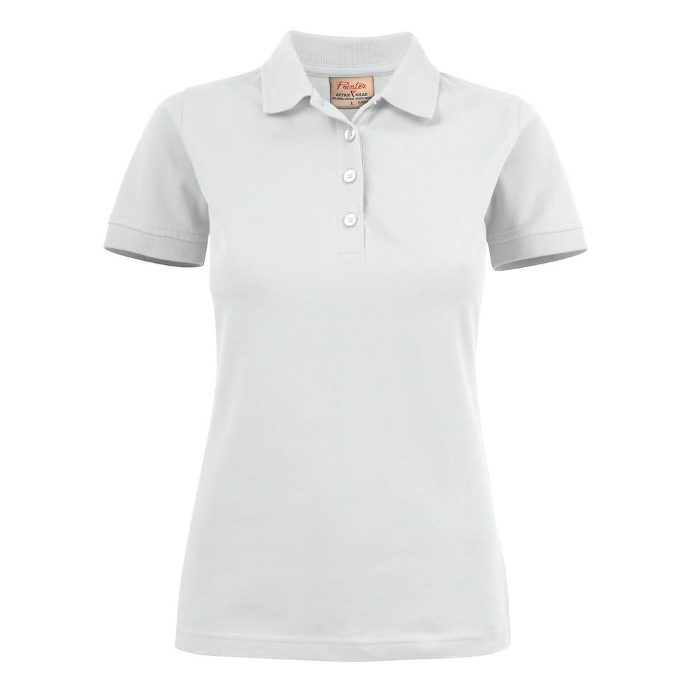 White - Front - Printer Womens-Ladies Stretch Polo Shirt