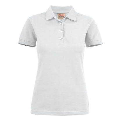 White - Front - Printer Womens-Ladies Stretch Polo Shirt