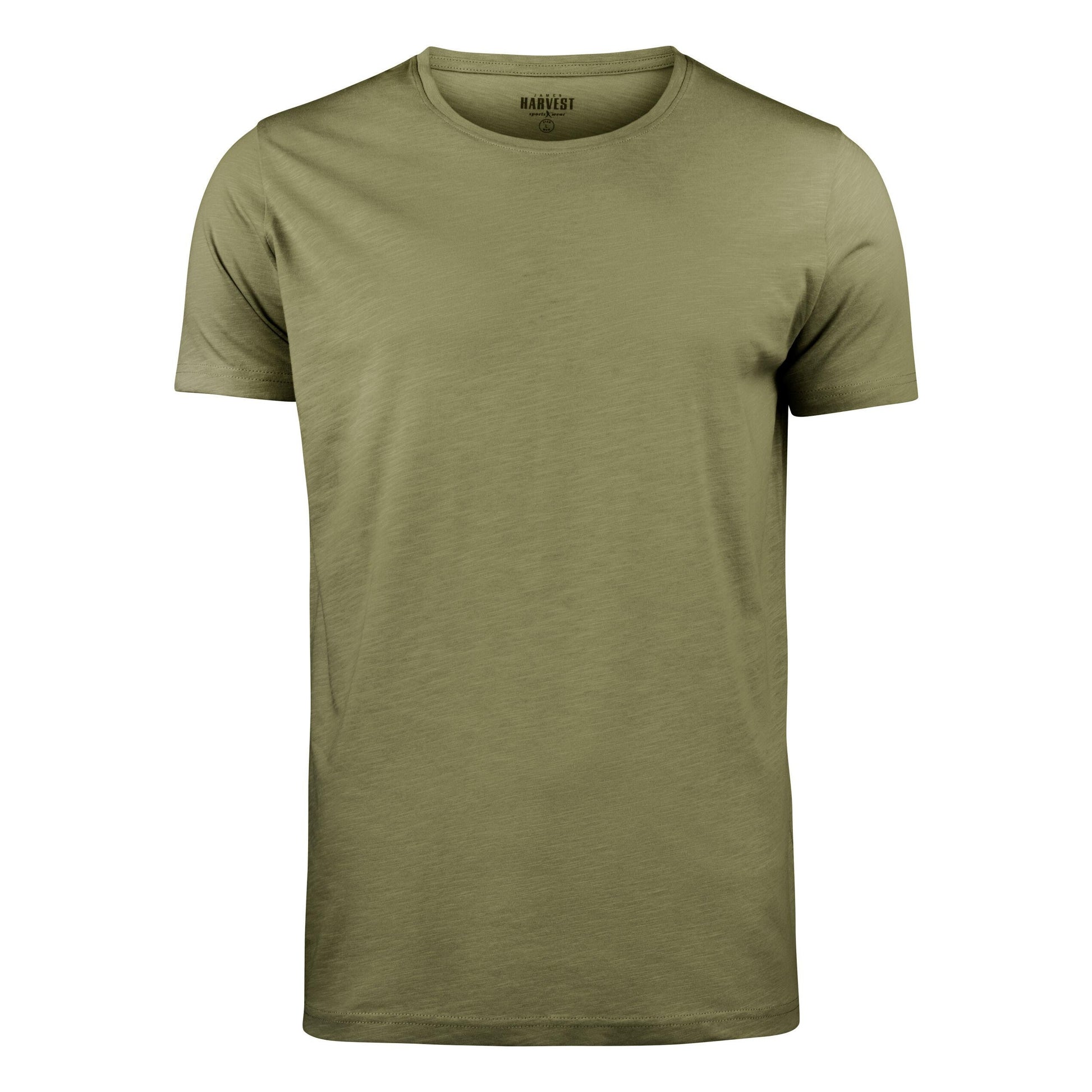 Moss Green - Back - James Harvest Mens Twoville Melange T-Shirt
