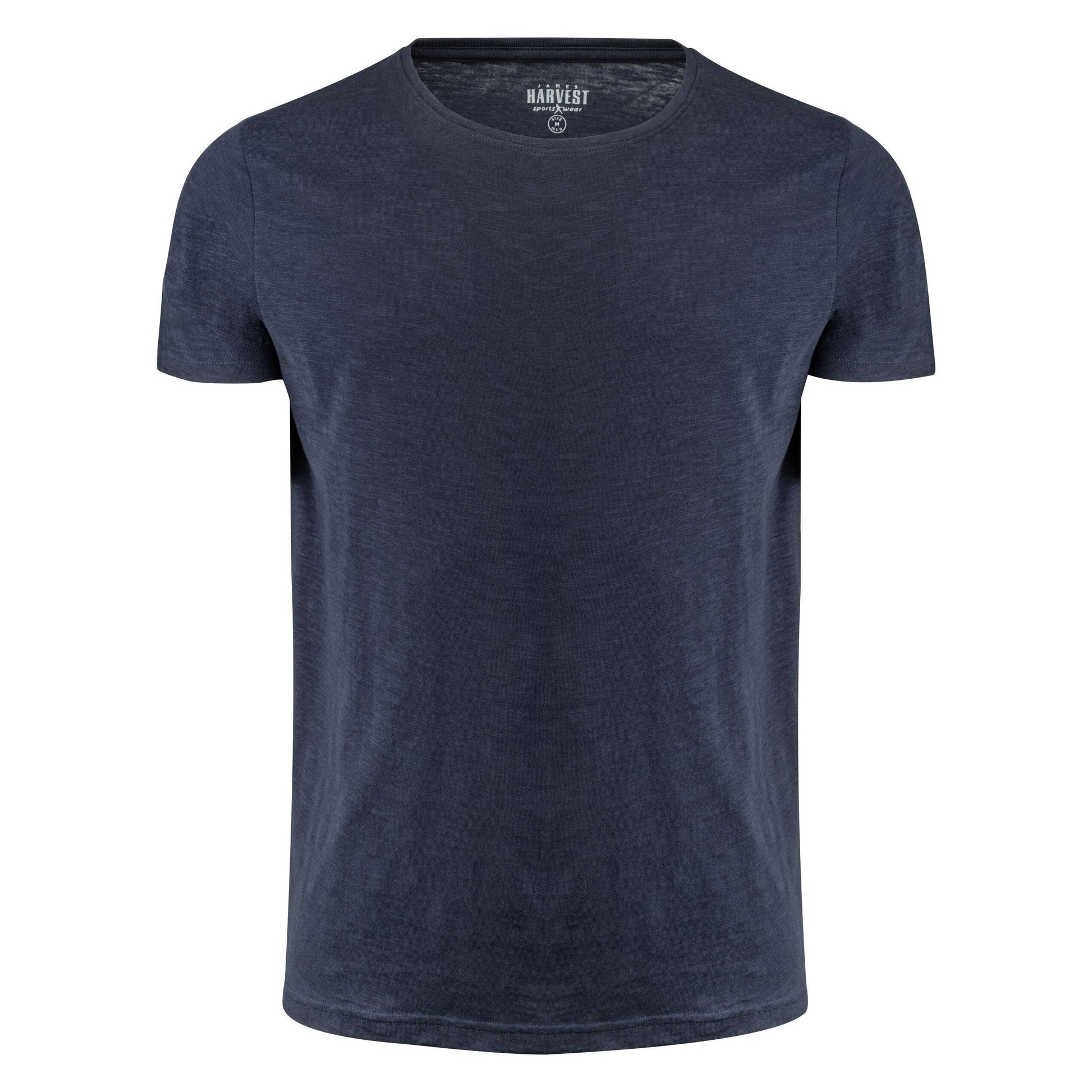Navy - Back - James Harvest Mens Twoville Melange T-Shirt