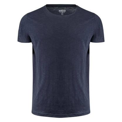Navy - Back - James Harvest Mens Twoville Melange T-Shirt