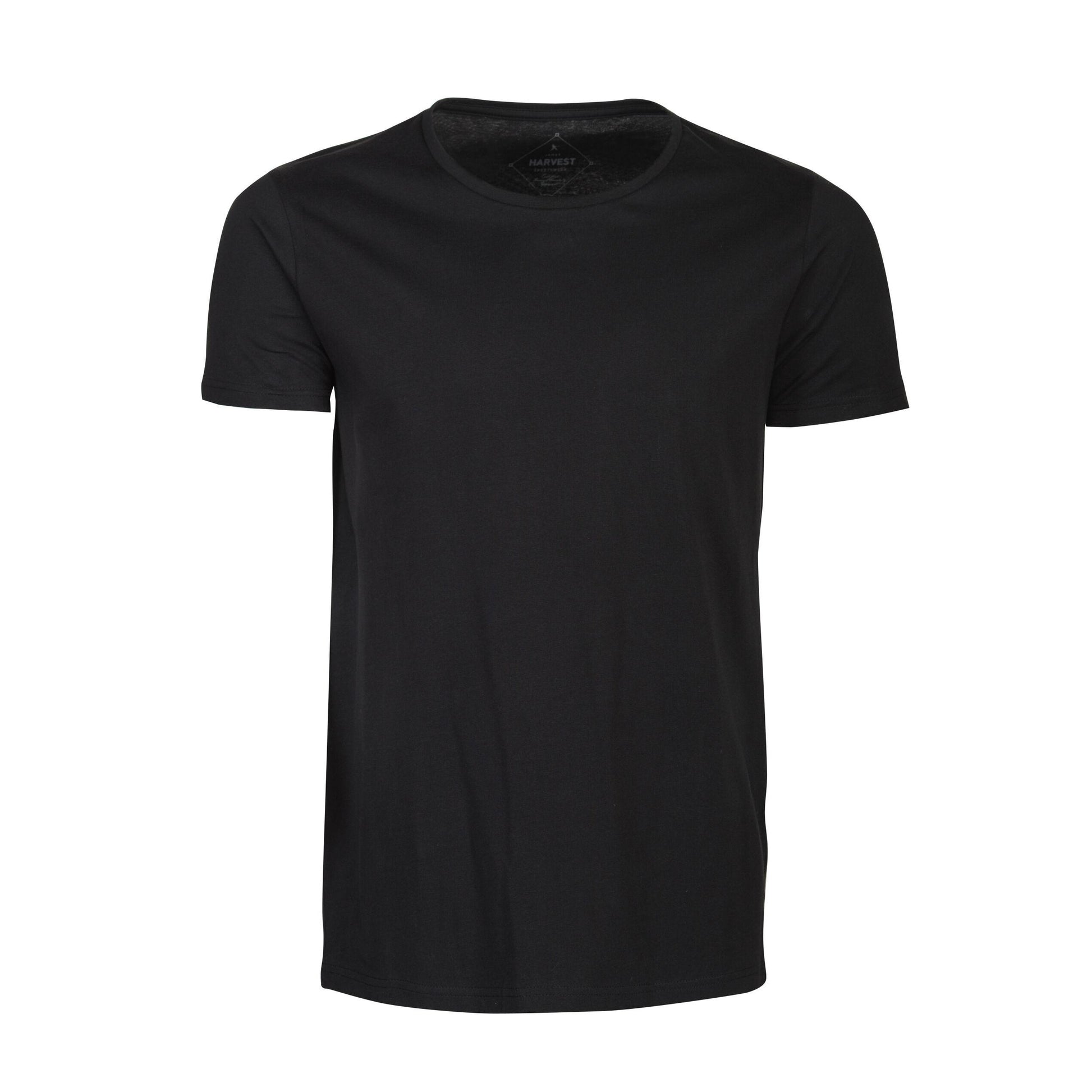Black - Back - James Harvest Mens Twoville Melange T-Shirt