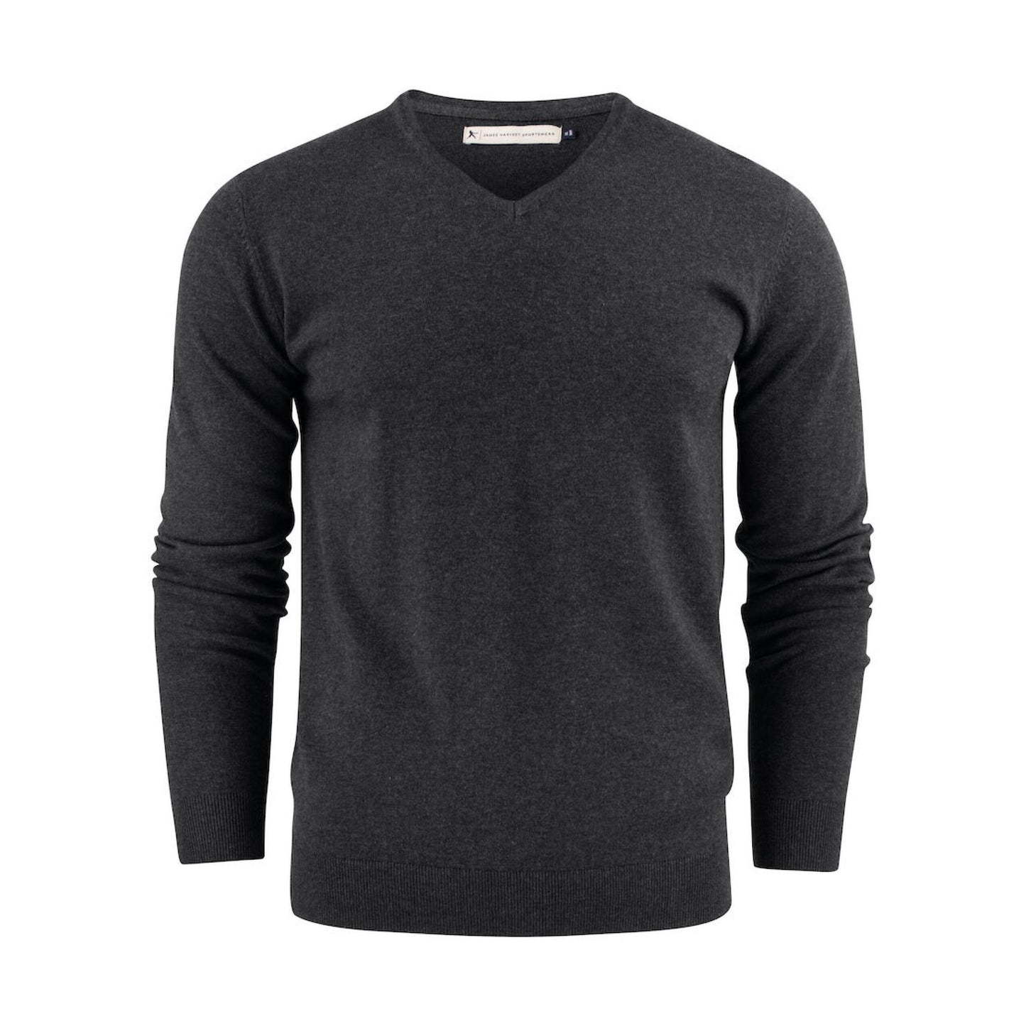 Anthracite Melange - Back - James Harvest Mens Ashland V Neck Sweatshirt
