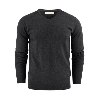 Anthracite Melange - Back - James Harvest Mens Ashland V Neck Sweatshirt