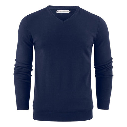 Navy - Front - James Harvest Mens Ashland V Neck Sweatshirt
