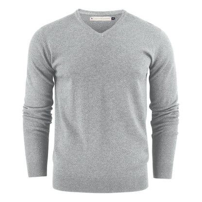 Grey Melange - Front - James Harvest Mens Ashland V Neck Sweatshirt
