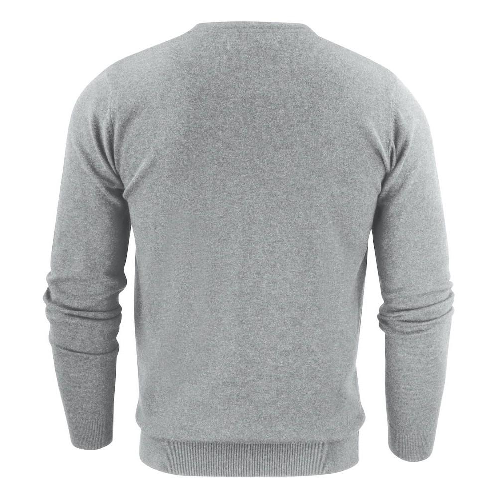 Grey Melange - Back - James Harvest Mens Ashland V Neck Sweatshirt
