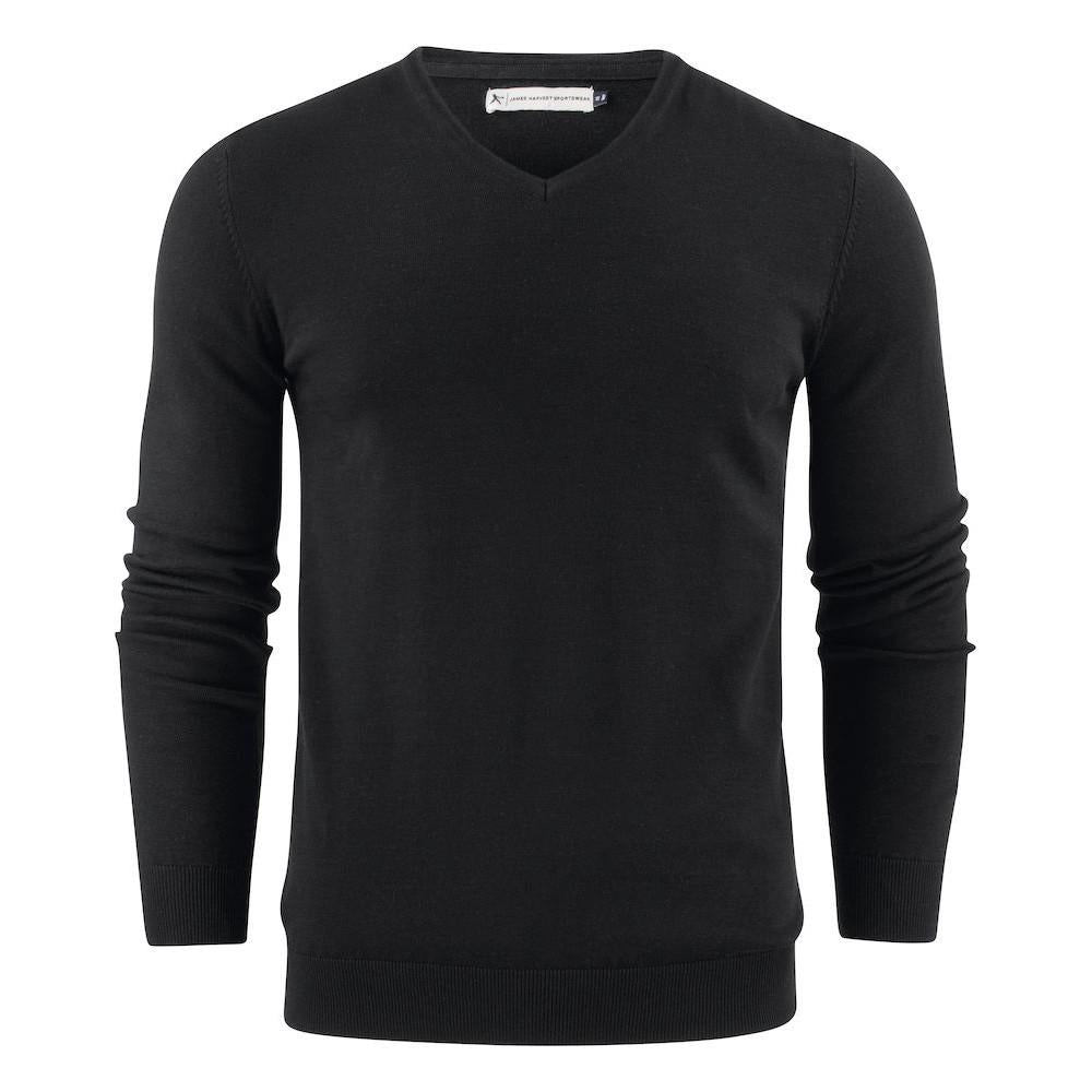 Black - Front - James Harvest Mens Ashland V Neck Sweatshirt