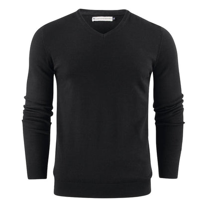 Black - Front - James Harvest Mens Ashland V Neck Sweatshirt