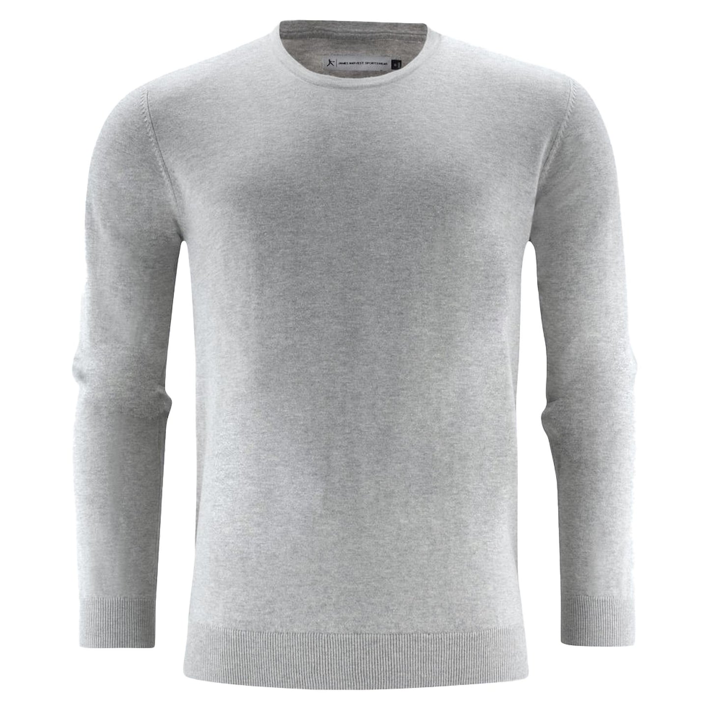 Grey Melange - Front - James Harvest Mens Ashland Round Neck Sweatshirt