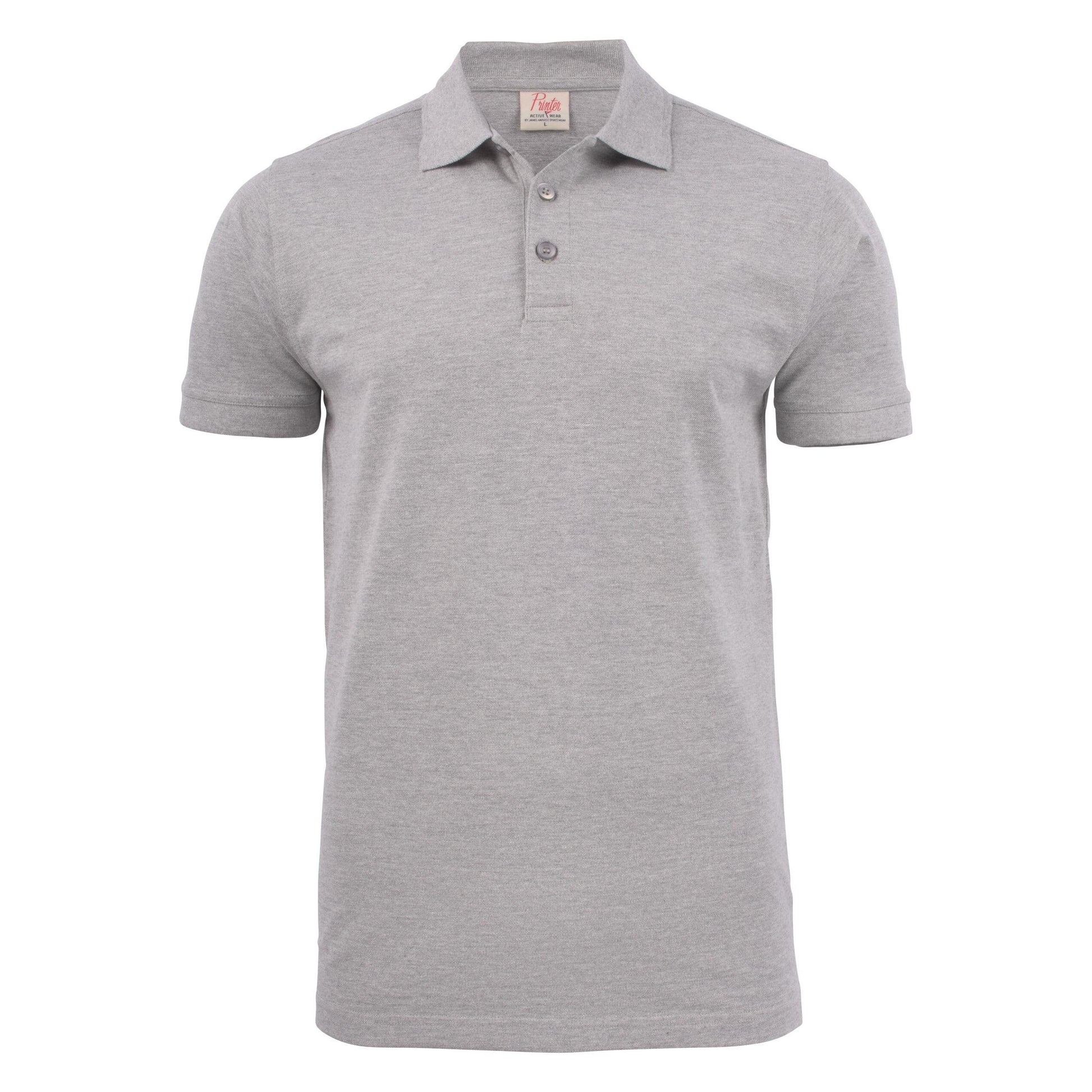 Grey Melange - Back - Printer Mens Surf Stretch Polo Shirt