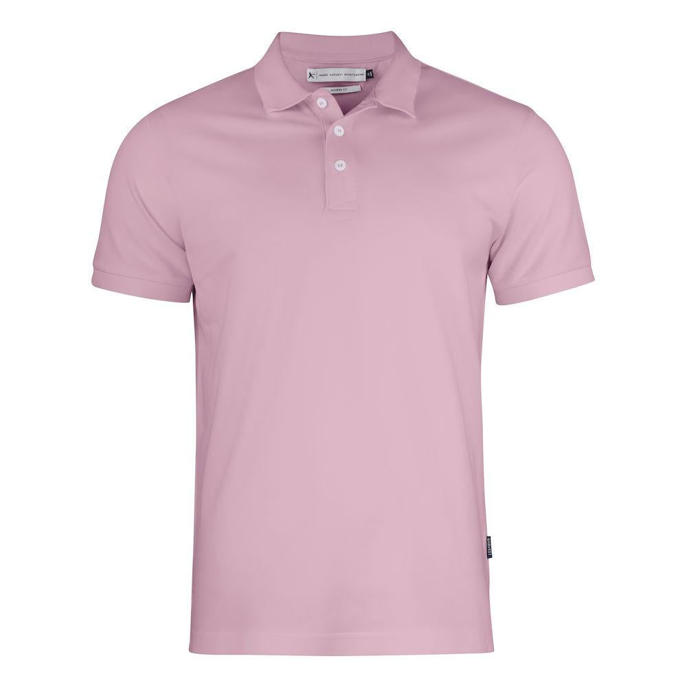 Light Pink - Front - James Harvest Mens Sunset Modern Polo Shirt
