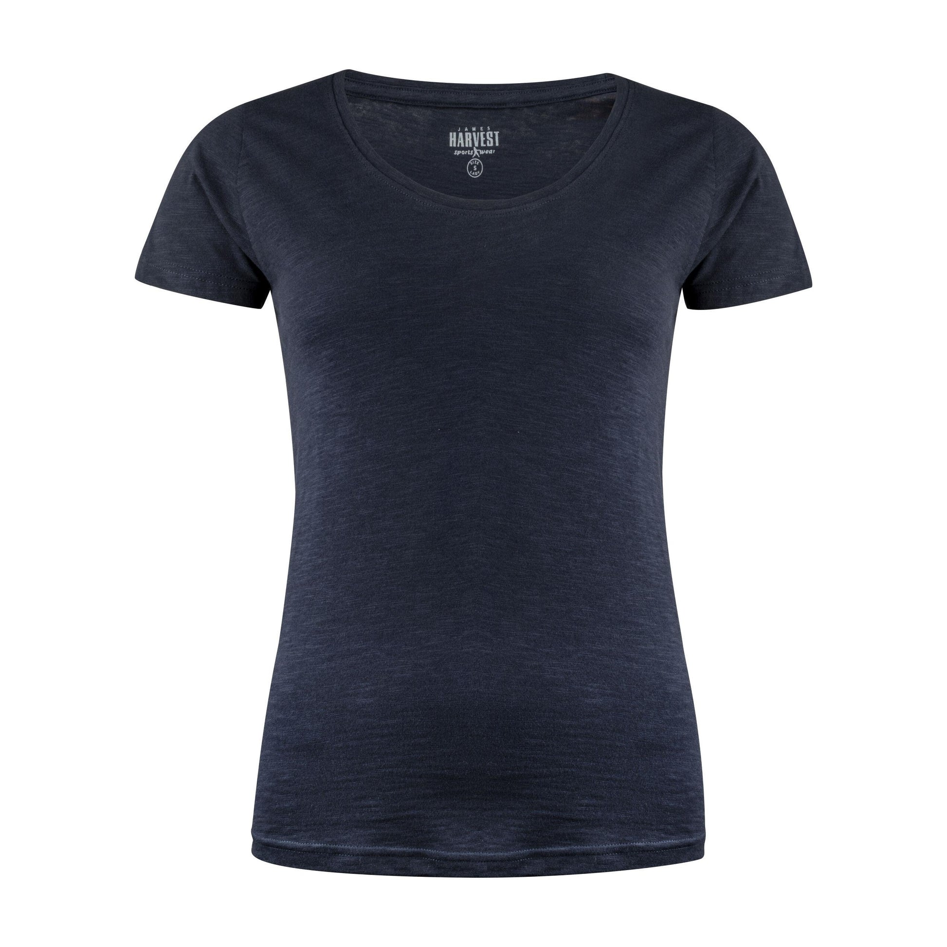 Navy - Front - James Harvest Womens-Ladies Twoville T-Shirt