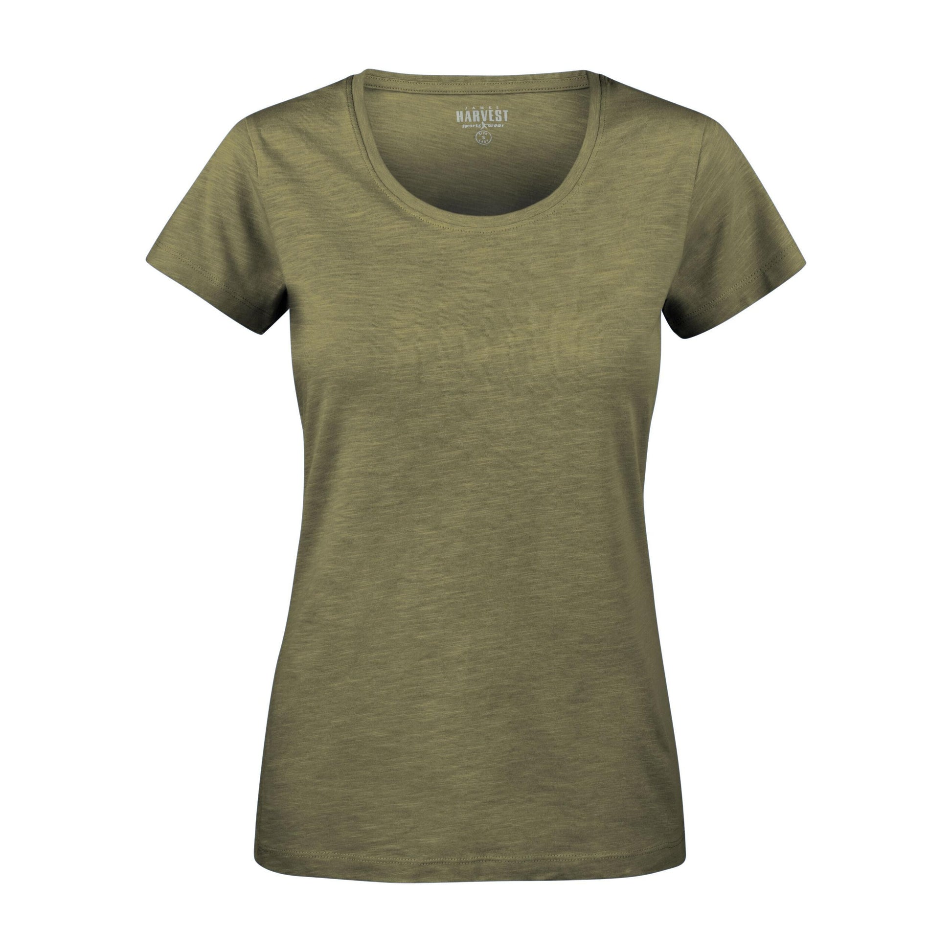 Moss Green - Back - James Harvest Womens-Ladies Twoville T-Shirt