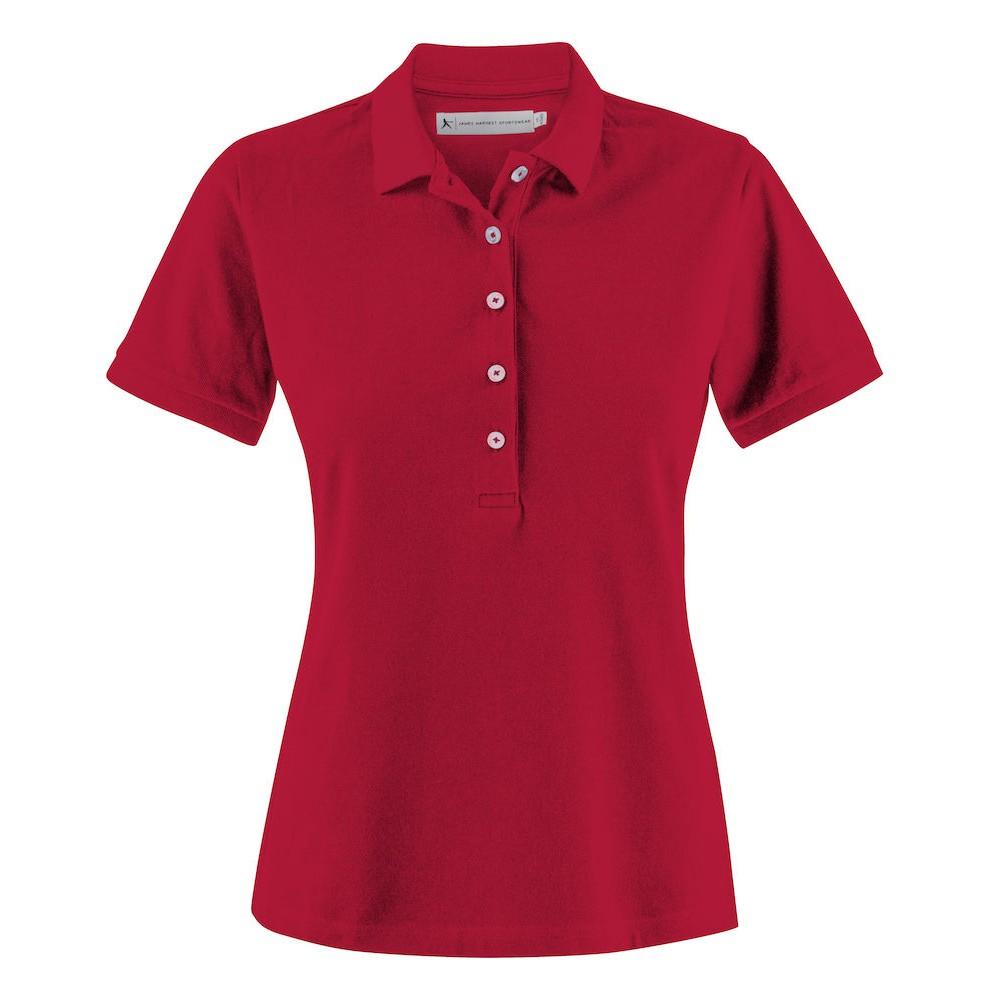 Red - Front - James Harvest Womens-Ladies Sunset Polo Shirt
