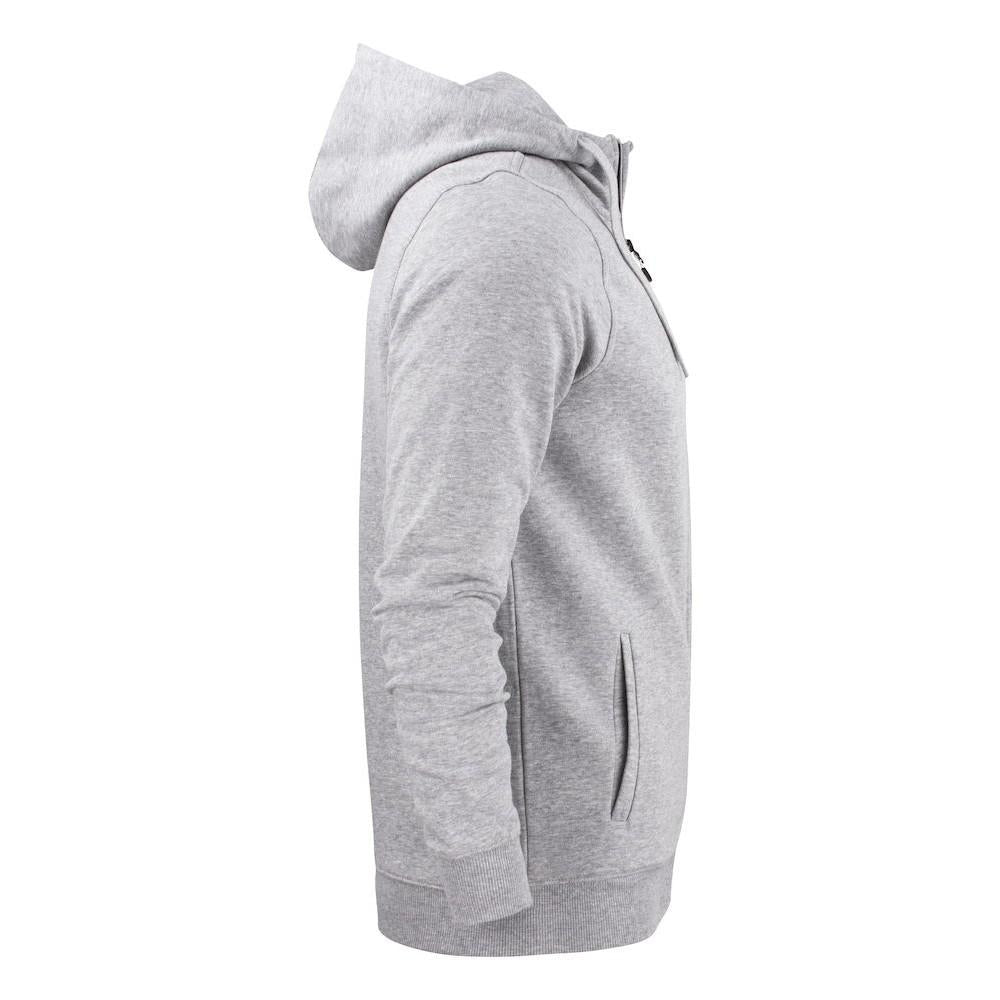 Grey - Side - Printer Mens Overhead Melange Full Zip Hoodie