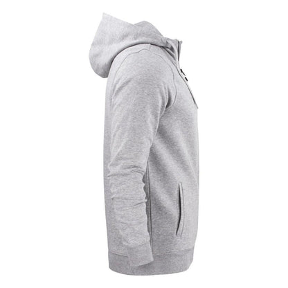 Grey - Side - Printer Mens Overhead Melange Full Zip Hoodie