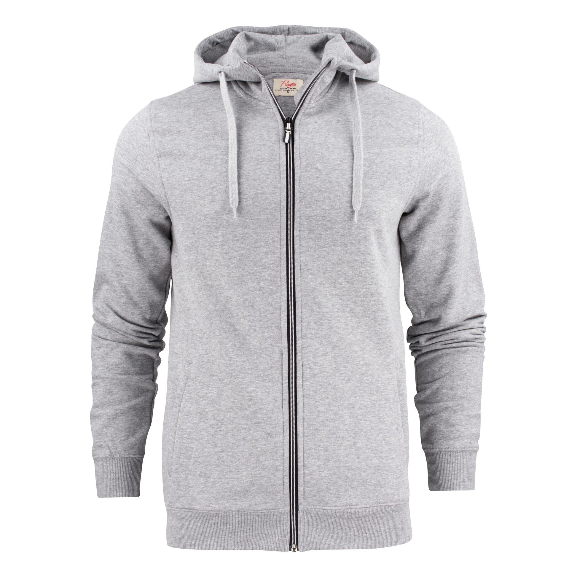 Grey Melange - Back - Printer Mens Overhead Melange Full Zip Hoodie
