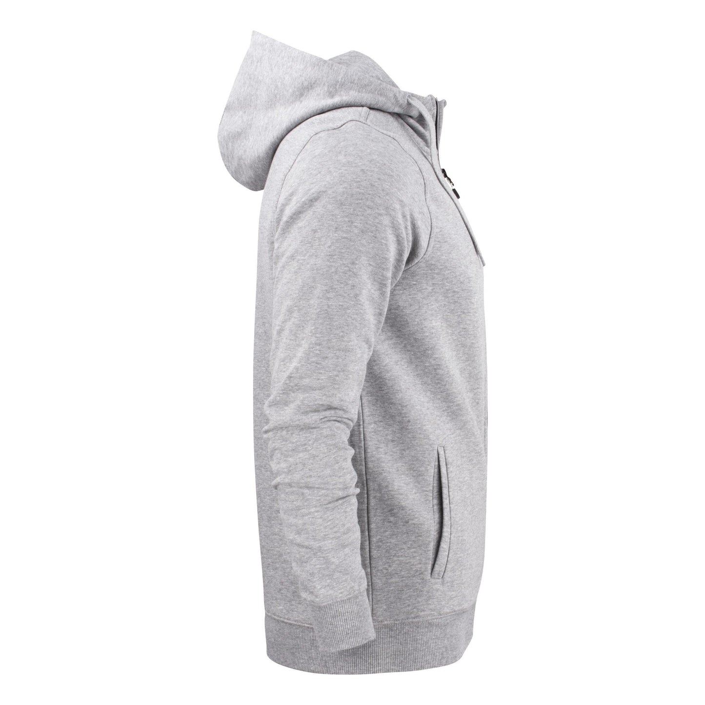 Grey Melange - Side - Printer Mens Overhead Melange Full Zip Hoodie