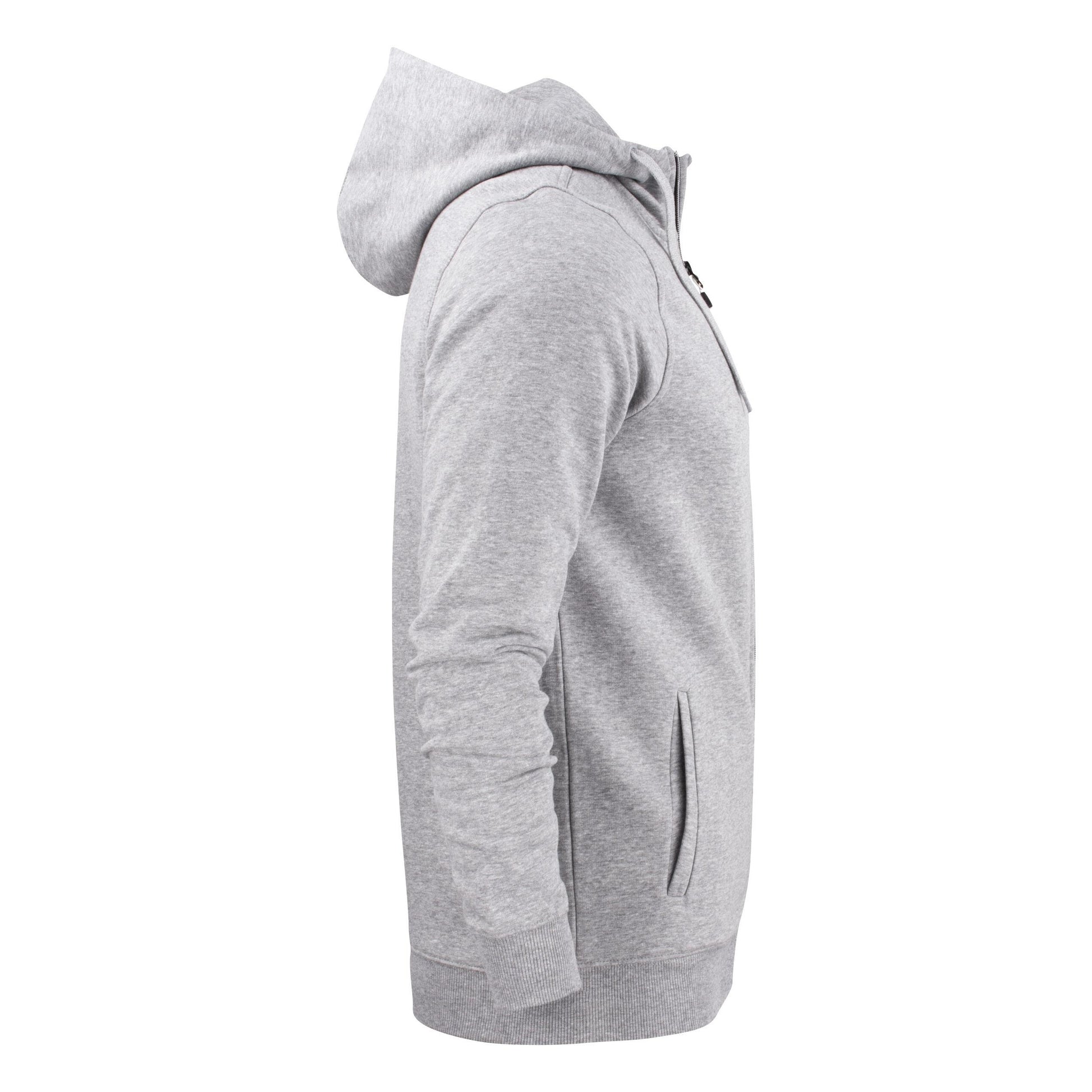 Grey Melange - Side - Printer Mens Overhead Melange Full Zip Hoodie