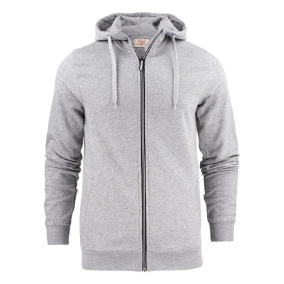Grey - Front - Printer Mens Overhead Melange Full Zip Hoodie