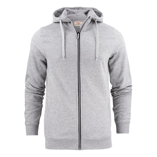 Grey - Front - Printer Mens Overhead Melange Full Zip Hoodie